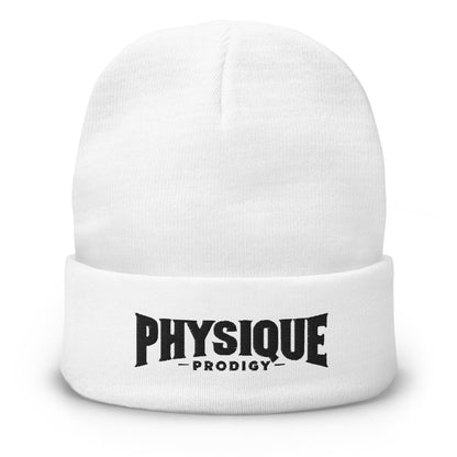 Physique Prodigy White Embroidered Beanie