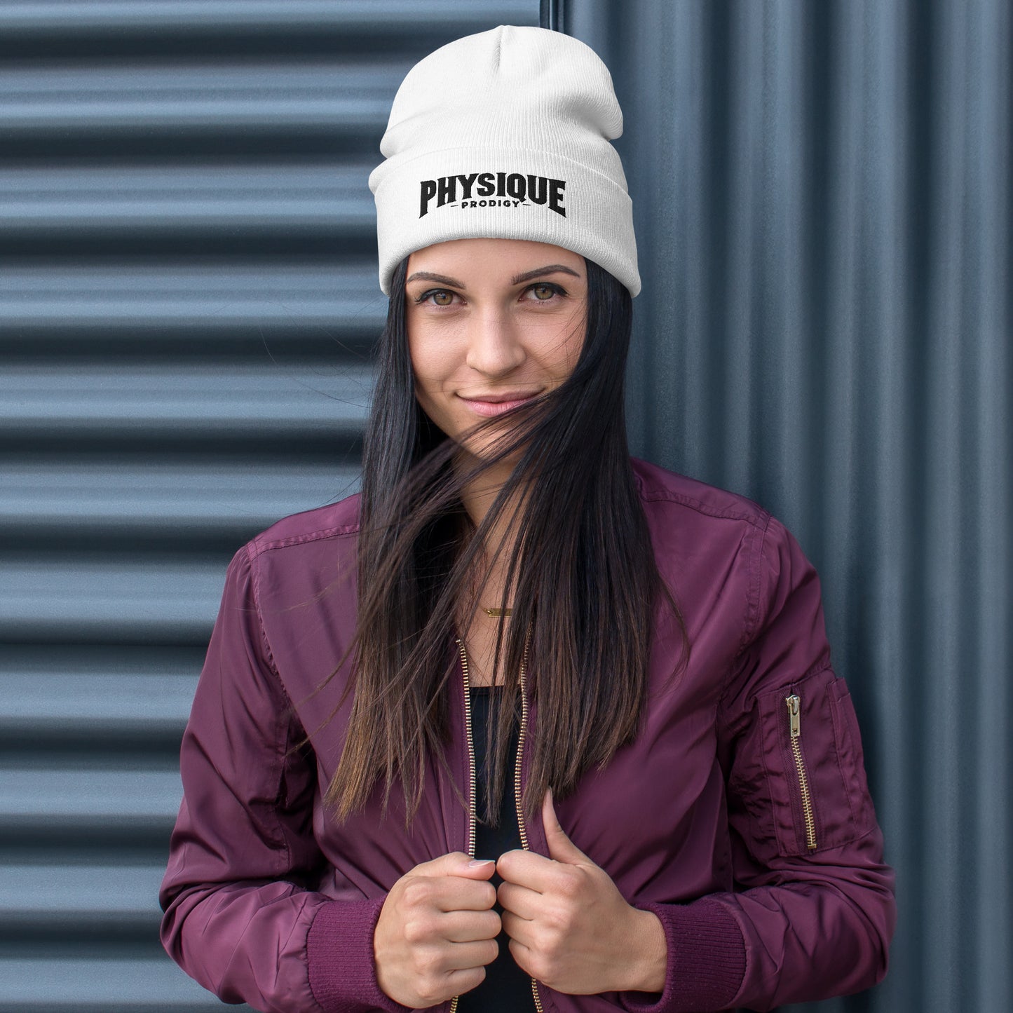 Physique Prodigy White Embroidered Beanie