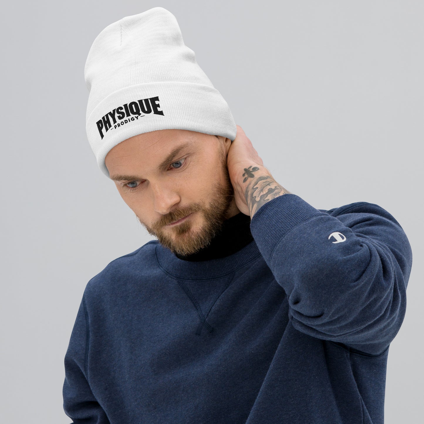 Physique Prodigy White Embroidered Beanie