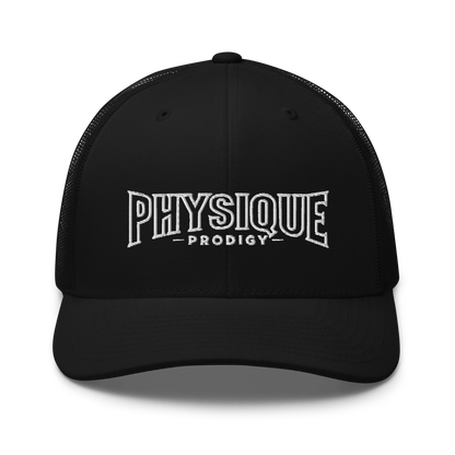 Physique Prodigy Embroidered Snapback Trucker Cap (Black)