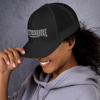 Physique Prodigy Embroidered Snapback Trucker Cap (Black)