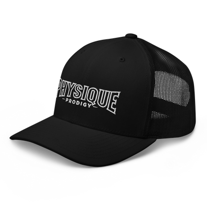 Physique Prodigy Embroidered Snapback Trucker Cap (Black)