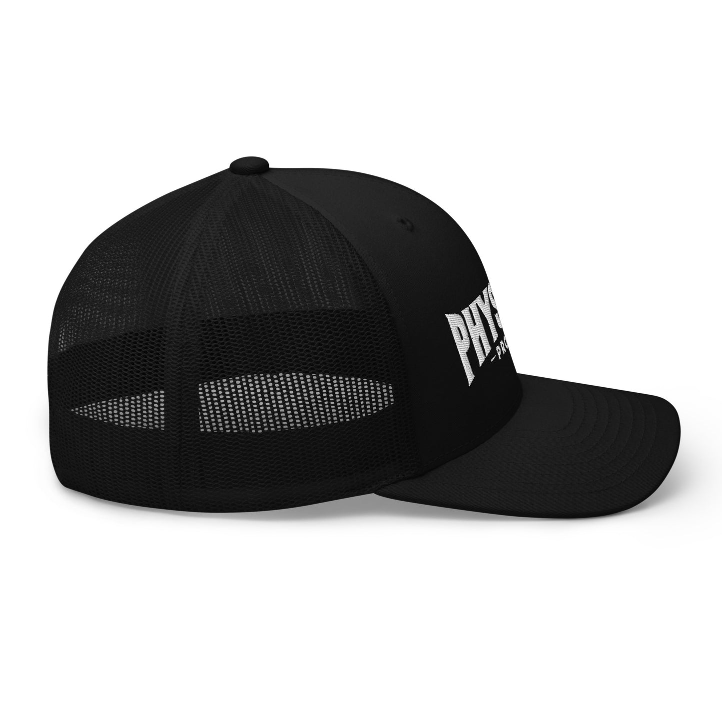 Physique Prodigy Embroidered Snapback Trucker Cap (Black)