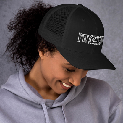 Physique Prodigy Embroidered Snapback Trucker Cap (Black)