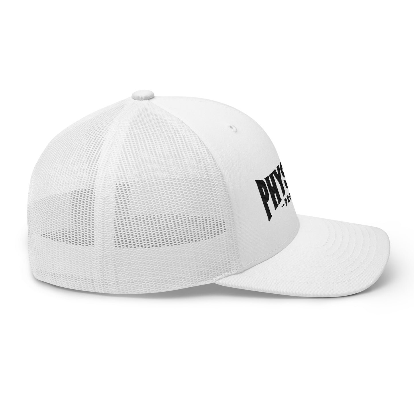 Physique Prodigy Embroidered Snapback Trucker Cap (White)