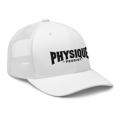 Physique Prodigy Embroidered Snapback Trucker Cap (White)